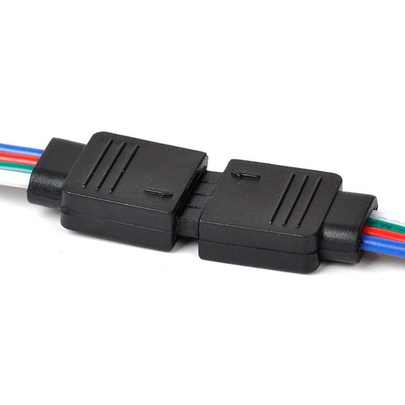 5050 RGB 4 Pin LED Strip Connector, 10mm Strip to Power Adaptor Snap Down 4 Pin Connector for 5050 RGB Flexible LED Strip Lights